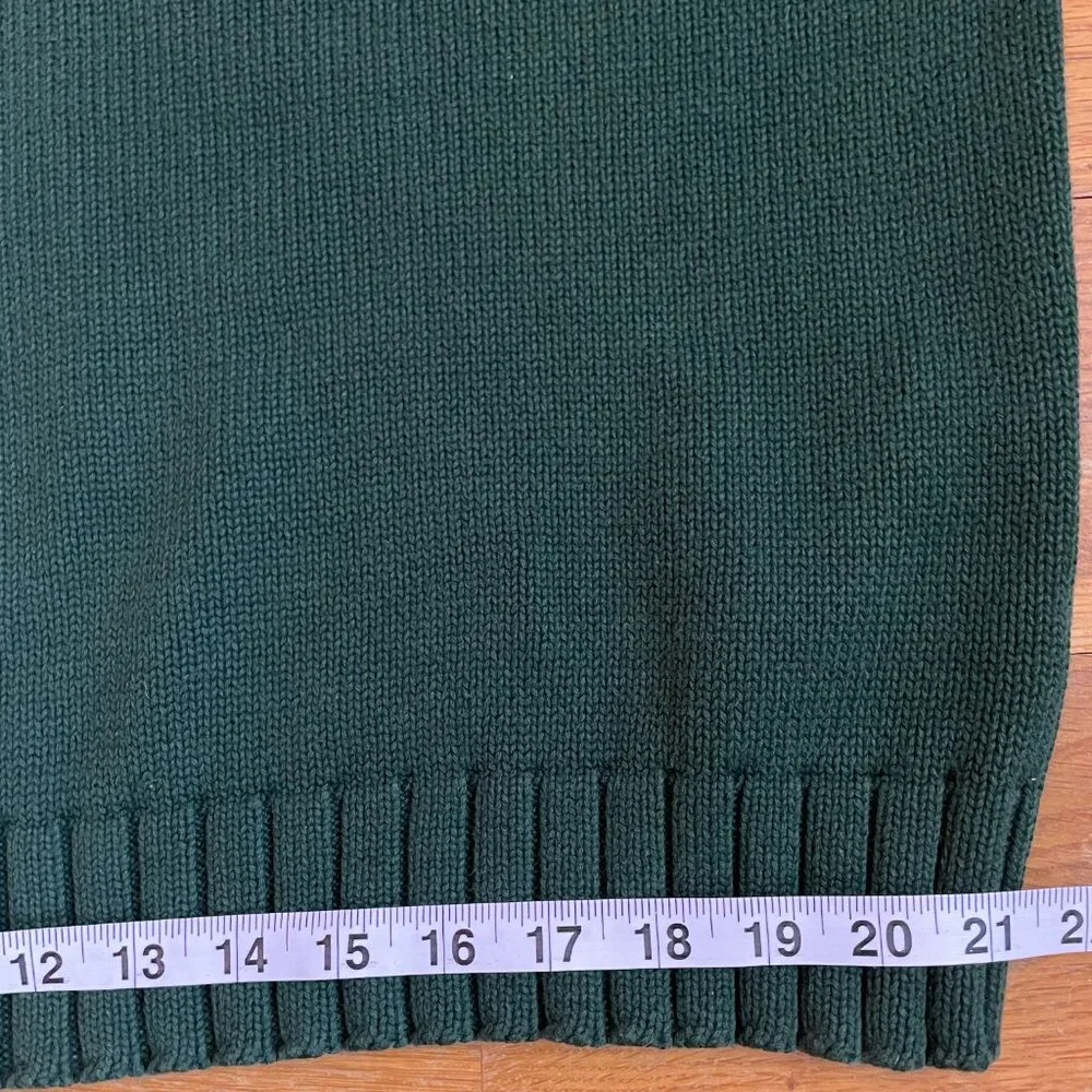 Vintage Tommy Hilfiger V-Neck Sweater Forest Green 100% Cotton Size XL